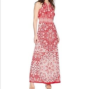 London Times Red and White Floral Maxi Dress